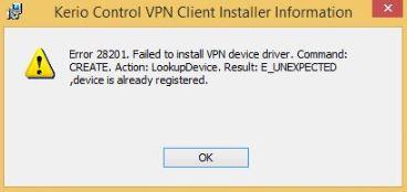Kerio VPN Client install error on Windows 8 and Vista FIX