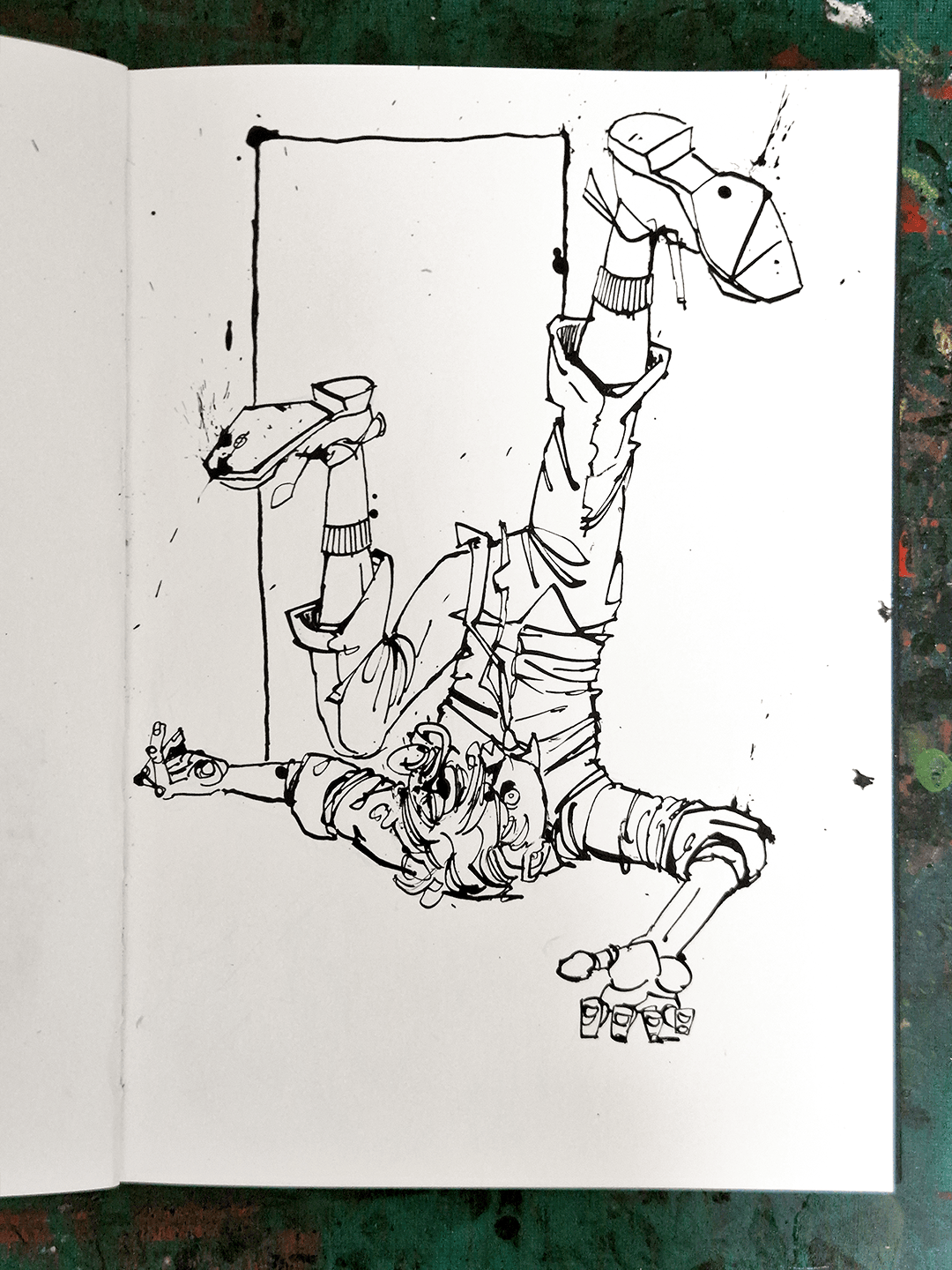 Fallen, large sketchbook drawing