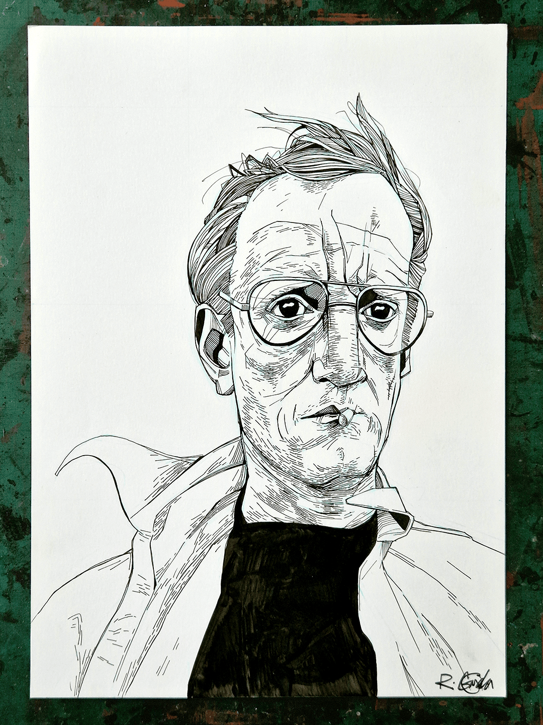 Roy Scheider - portrait illustration on Bristol Board