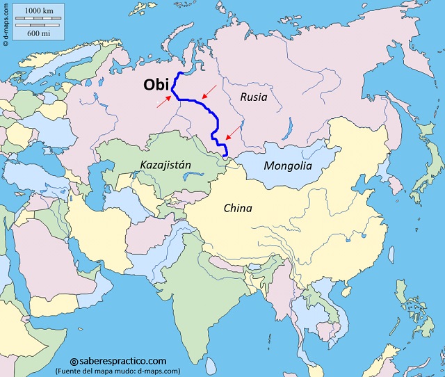 River Ob On World Map Rio Obi Mapa 