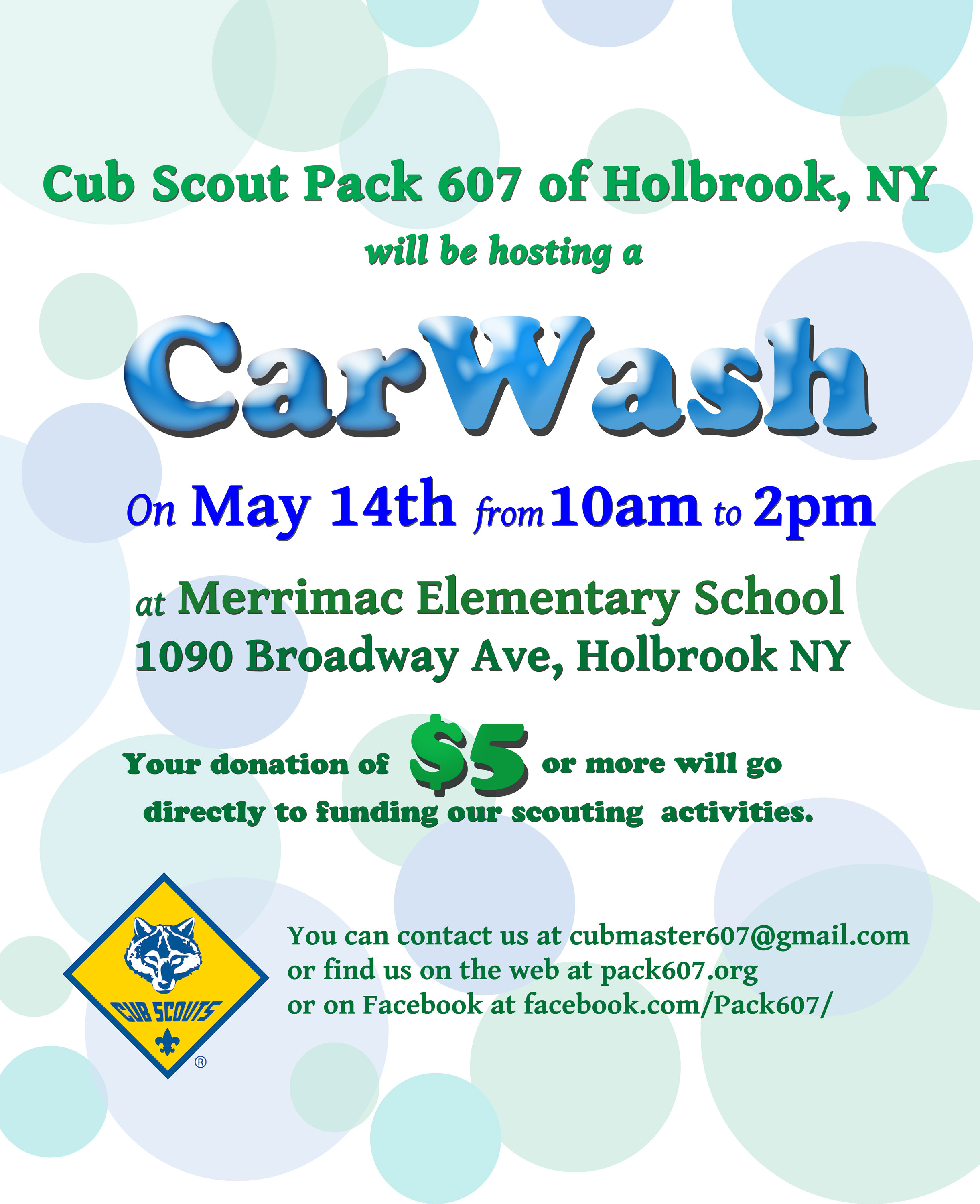 Event: car wash for cub scout pack 607