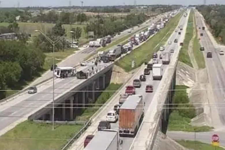Traffic on I-35 southbound near Leon Creek was stopped for hours after the July 17 crash.