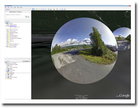 Screenshot from Google Earth showing a Street View Image prior to unfolding into a VR image