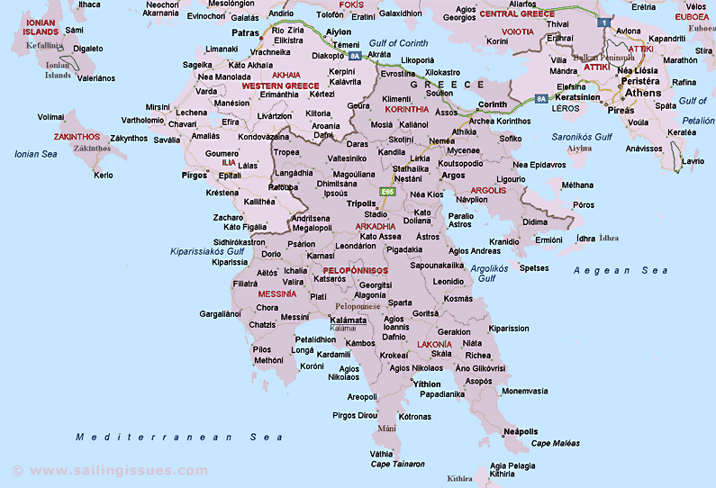 Map Of Peloponnese Greece Peloponnese Map 