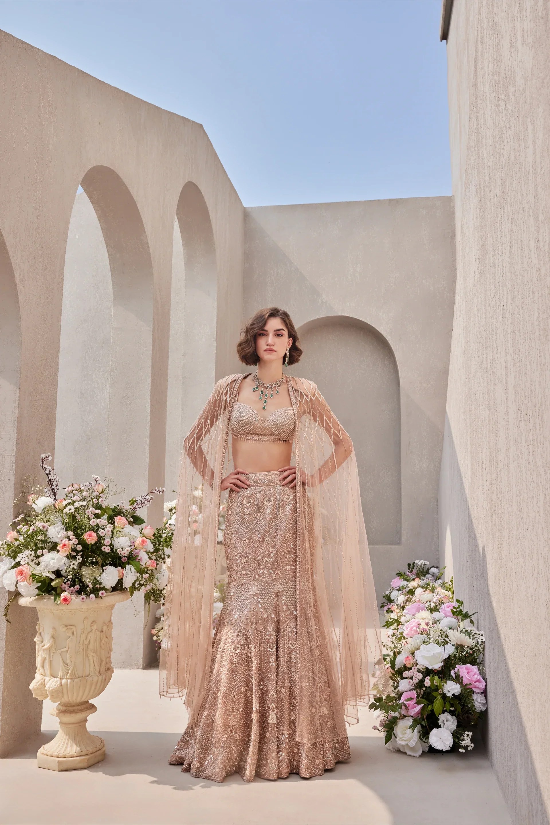 Corset Blouse Lehenga And Cape Saisha