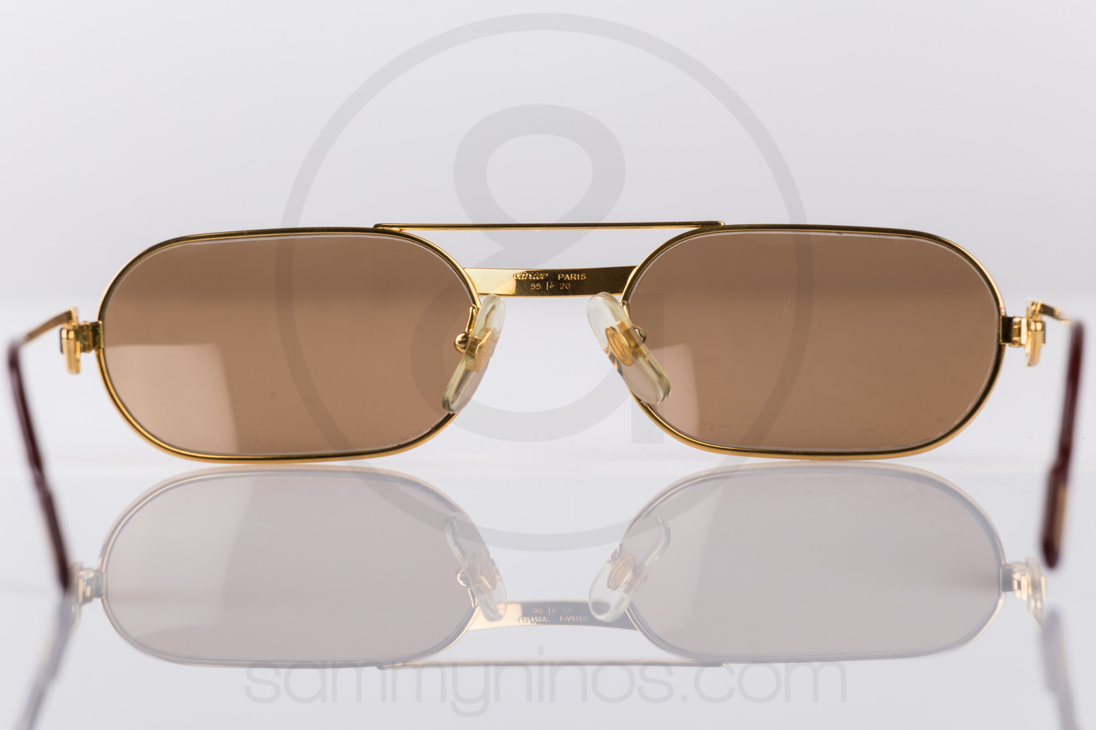 【希少】Cartier Sunglasses Must Santos GOLD Cartier Must Santos 55-20 140 22K Heavy Gold Plated Glasses
