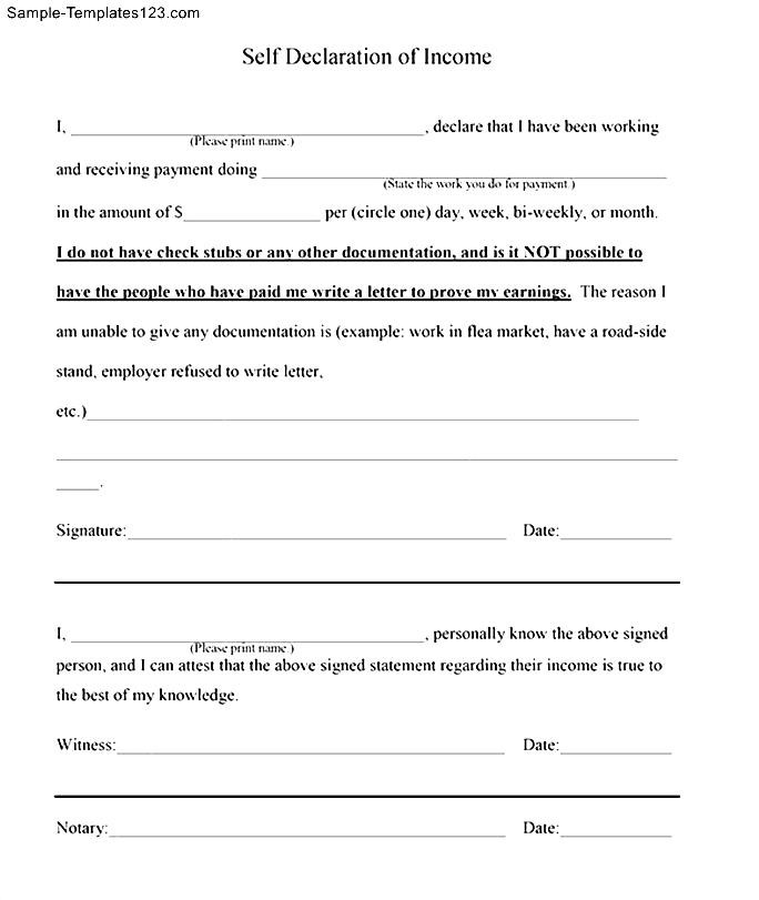 Selfdeclarationexample Self Declaration Statement Self Declaration Format Self Declaration Form