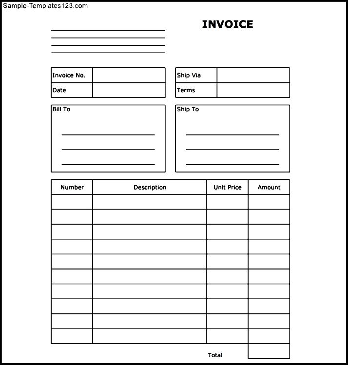 sample blank invoice template sample templates