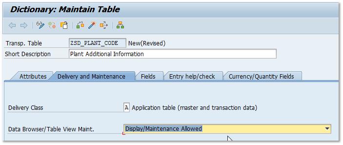 Table Maintenance 