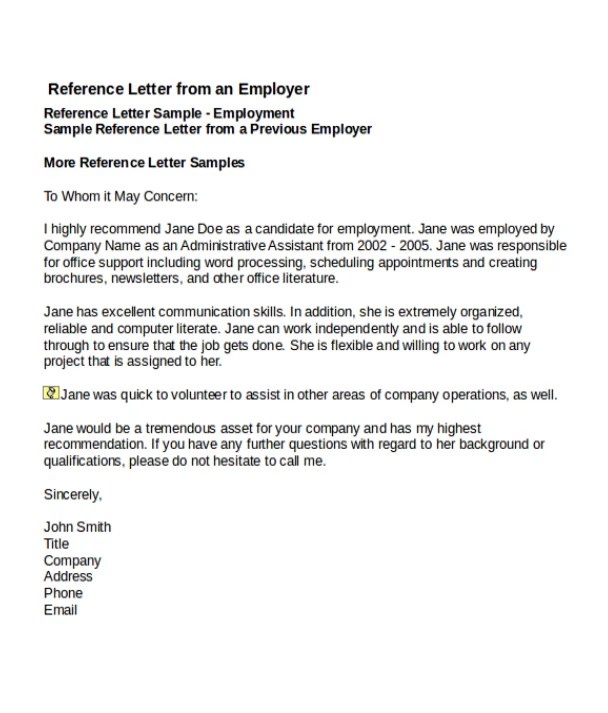 4 Job Reference Letter Templates Free Word Pdf