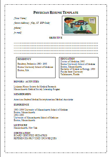 Physician Resume Template 8 Free Printable Word Pdf Formats