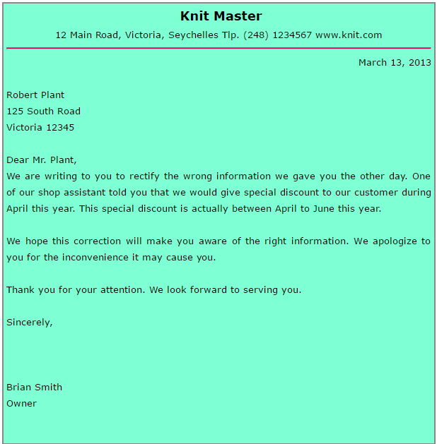 7 Sample Letters Of Error Writing Letters Formats Examples
