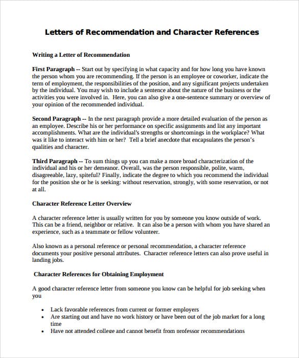 10 Letter Of Recommendation Samples Writing Letters Formats Examples