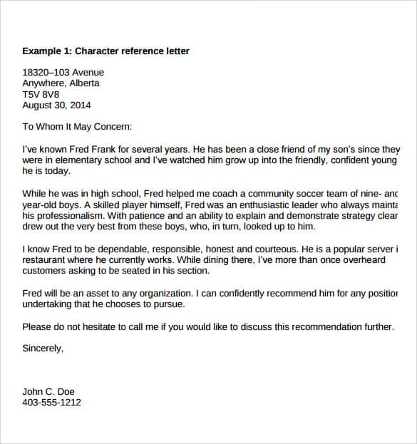 10 Letter Of Recommendation Samples Writing Letters Formats Examples