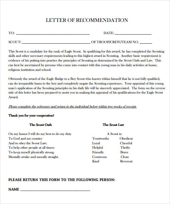 10 Letter Of Recommendation Samples Writing Letters Formats Examples