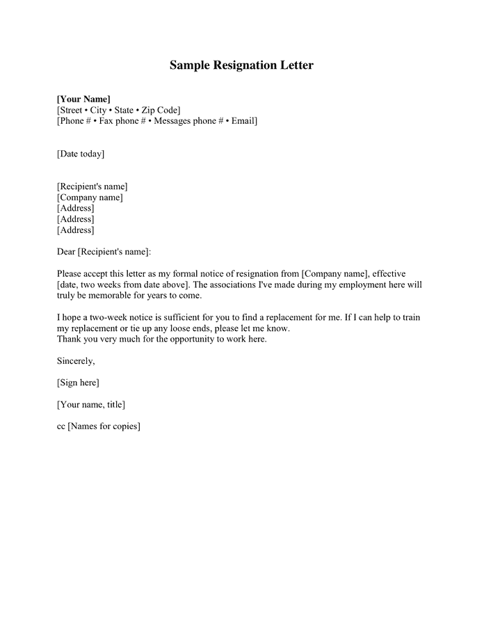 32 Free Resignation Letter Sample Writing Letters Formats Examples