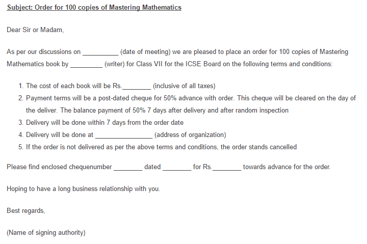 56 Order Letter Samples Writing Letters Formats Examples