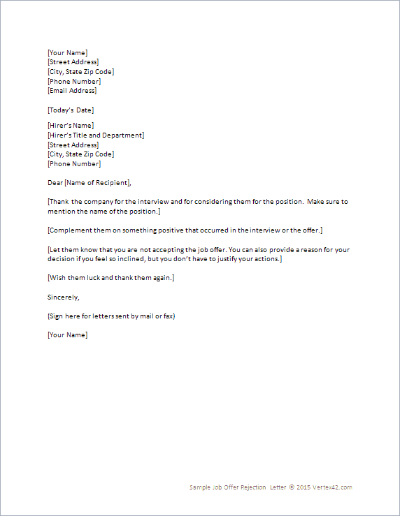 9 Rejection Letter Samples Writing Letters Formats Examples