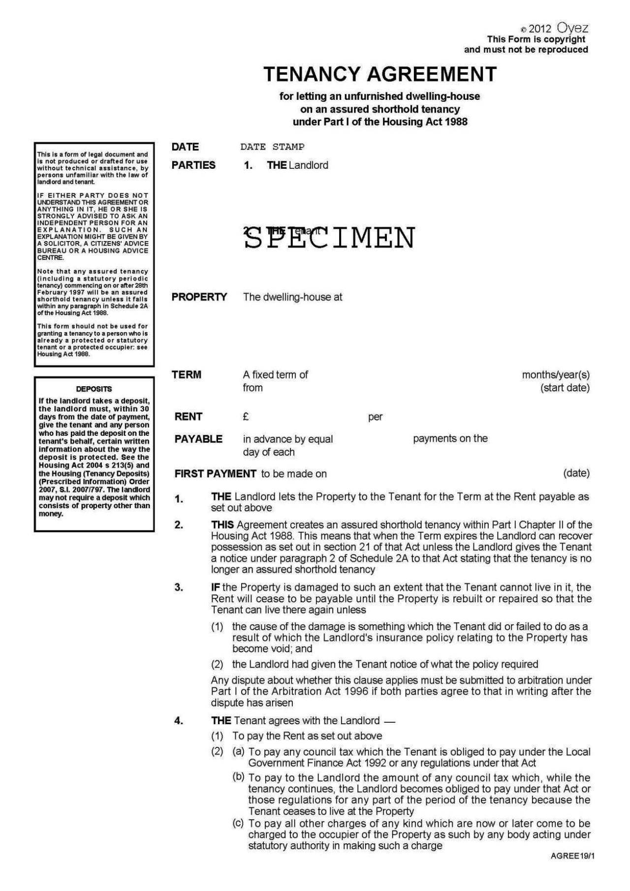 unfurnished tenancy agreement template free sampletemplatess