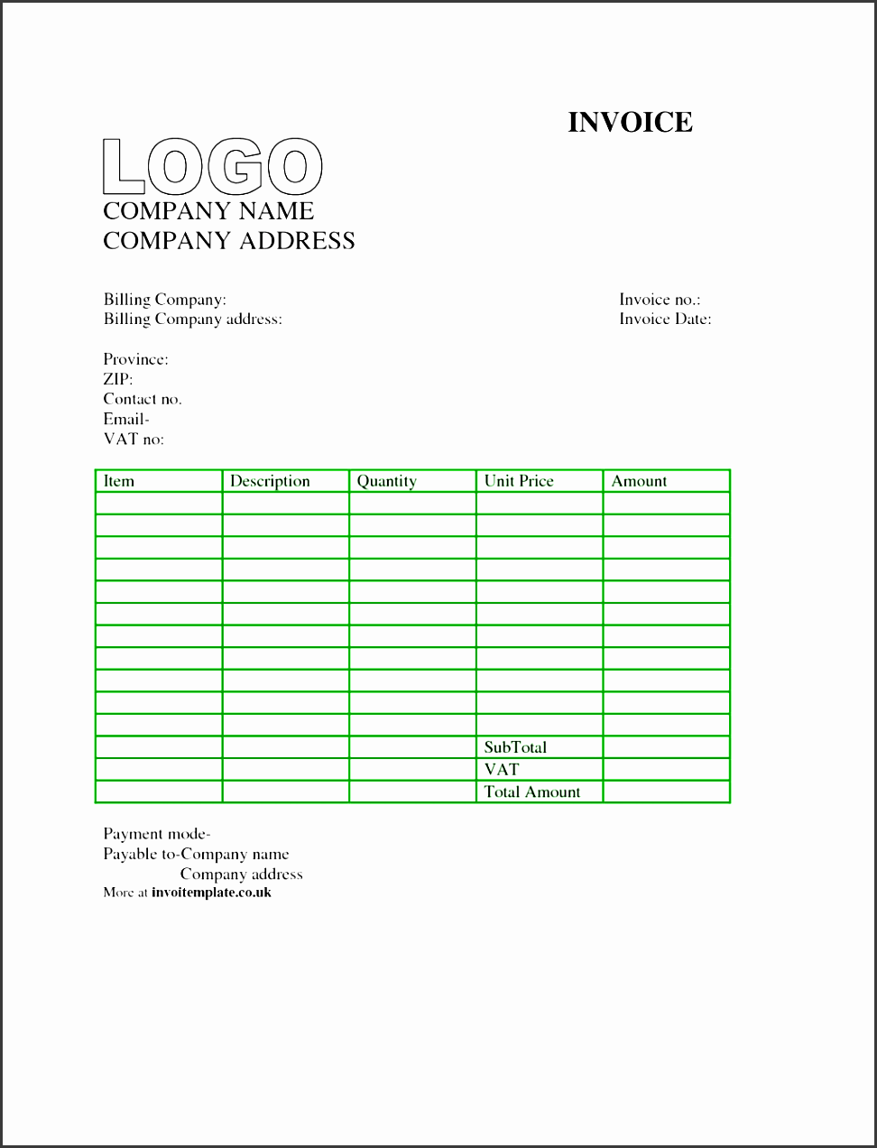 8 blank invoice template in excel sampletemplatess