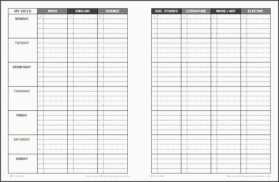 4 student assignment planner layout sampletemplatess sampletemplatess