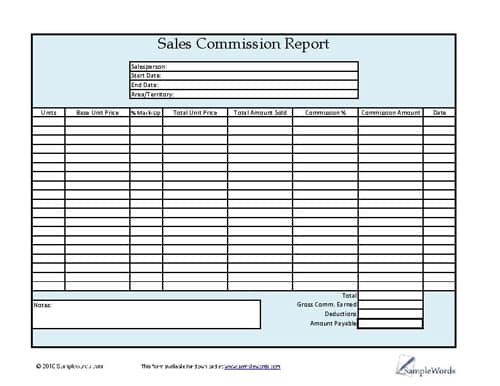 photo Commission Sheet Template Free sales commission report download and