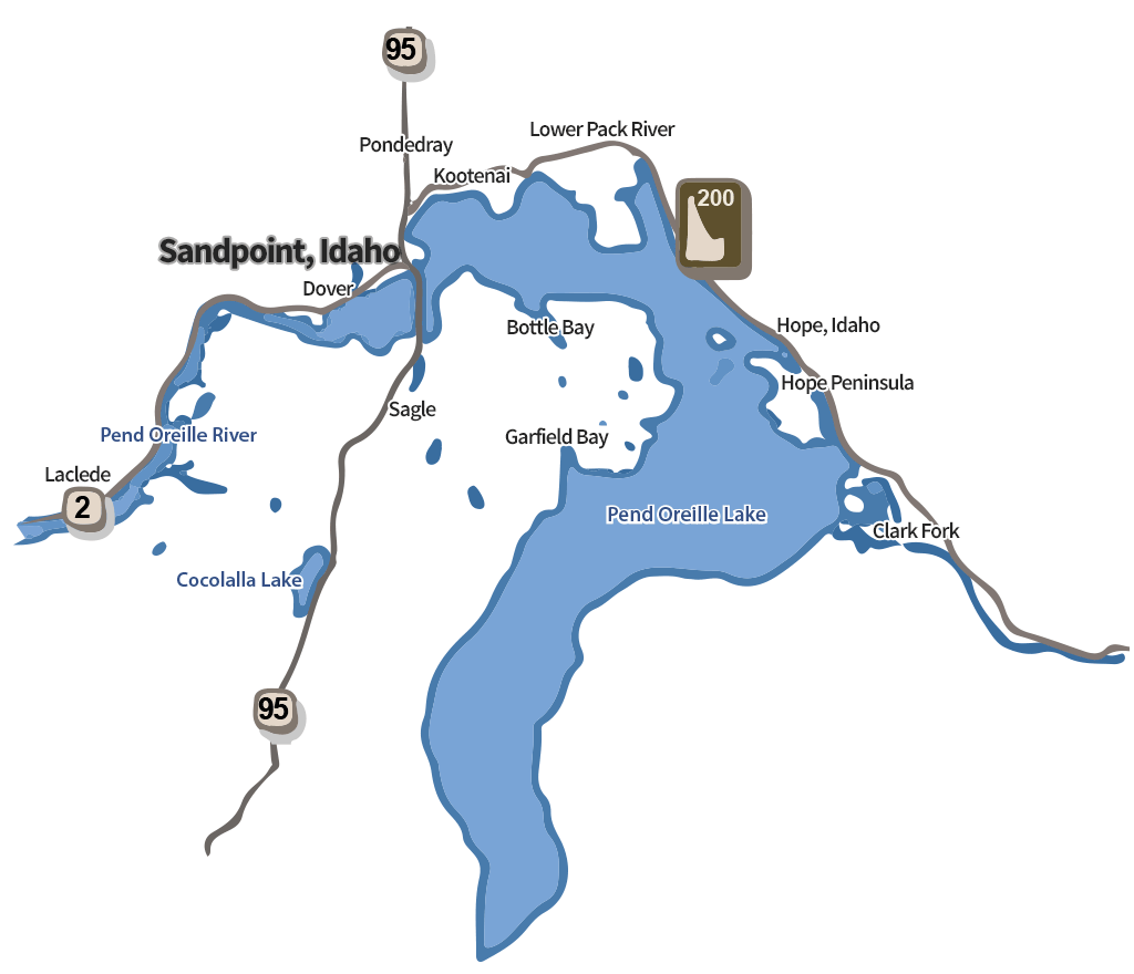 Map Of Sandpoint Idaho Lake Pend Oreille Map Sandpoint 