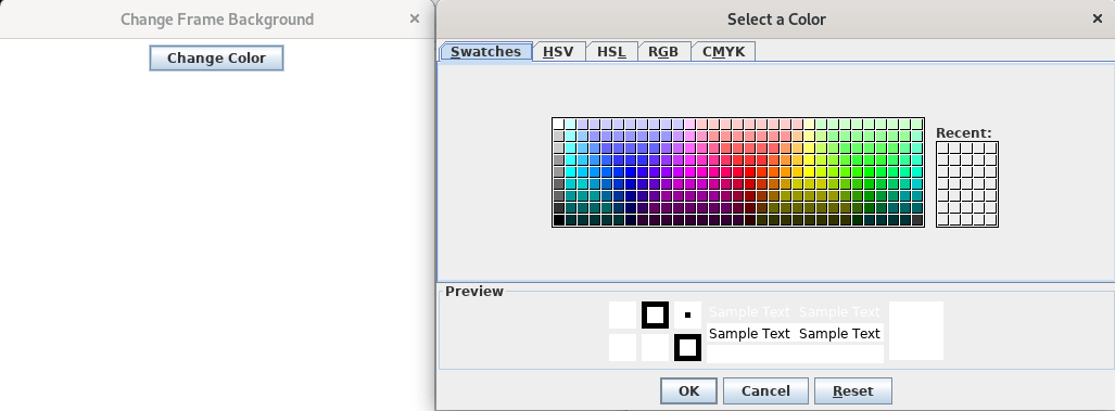 Java Awt Tutorials Changing Background Color Of Frame On Red Green Blue Button Click It is a top-level window with a border and a title bar.