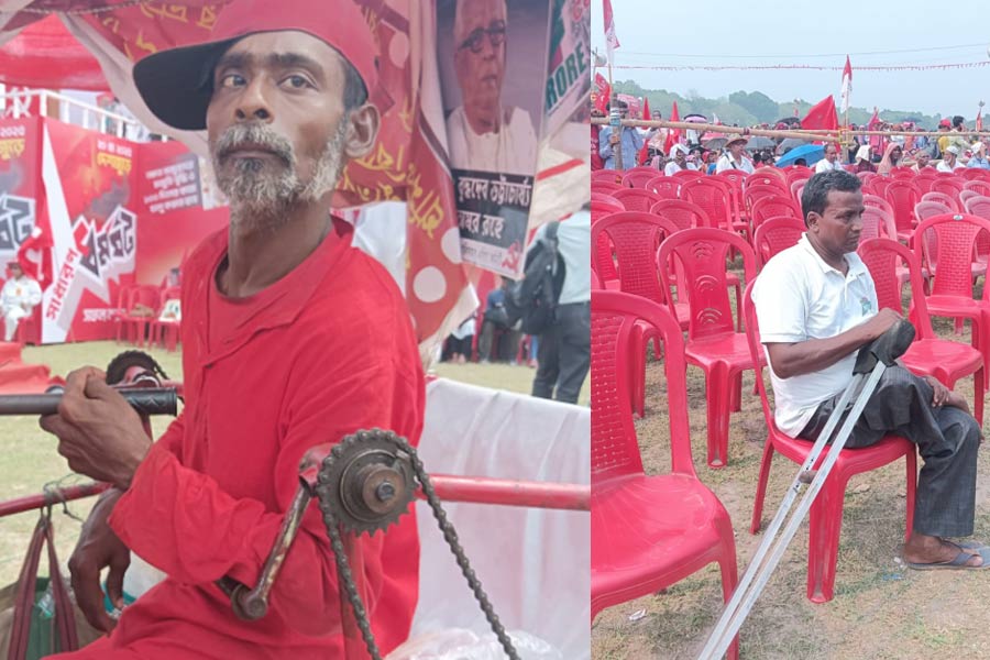 সিপিএমই রক্ত! হুইল চেয়ার সঙ্গী করে জেলা থেকে ব্রিগেড মাঠে রবি, রবীন্দ্রনাথরা