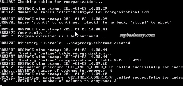 index / table compression with brspace