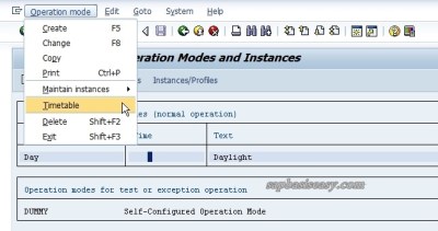 Assign Time Table to SAP Opmode