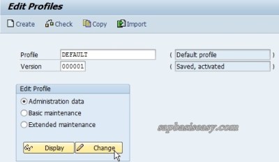 Administration Data Default Profile