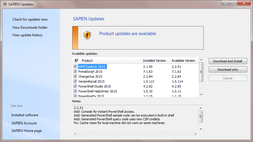 SAPIEN Update Tool now manages your download history. - SAPIEN Blog