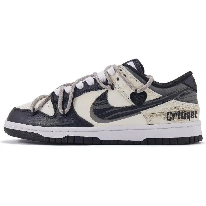 [Custom Criticism of the female style]Nike Dunk Critique Low-Top Skateboard Shoes GS Black White Yellow 1