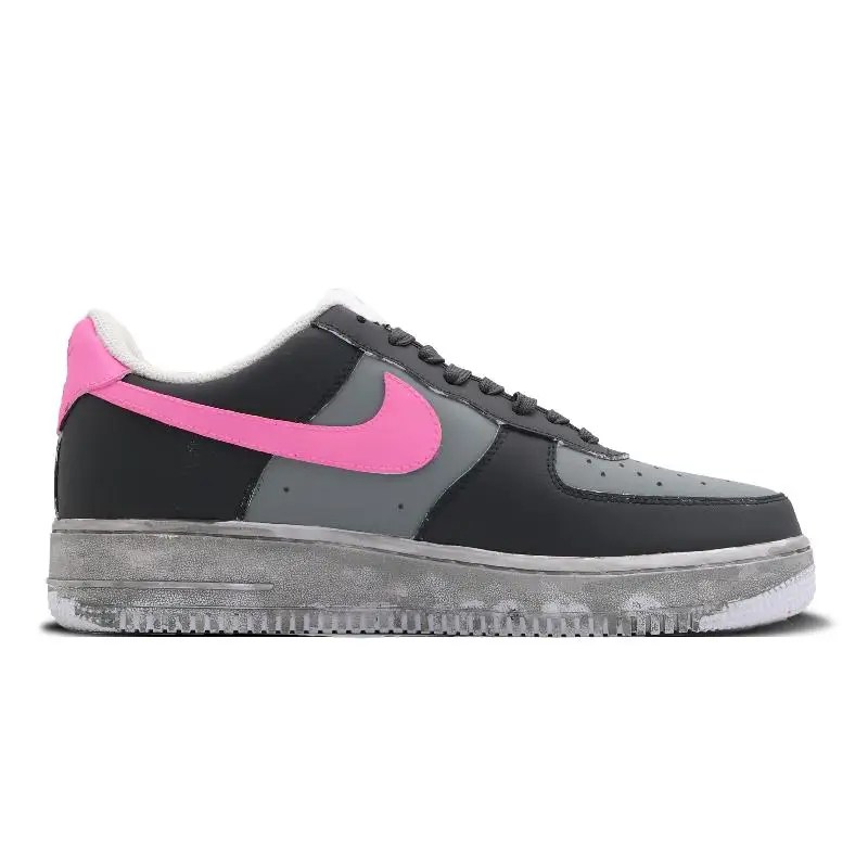 [Custom Under the neon lights for men]Nike Air Force 1 Low Low-Top Skateboard Shoes Men's Black Gray 2