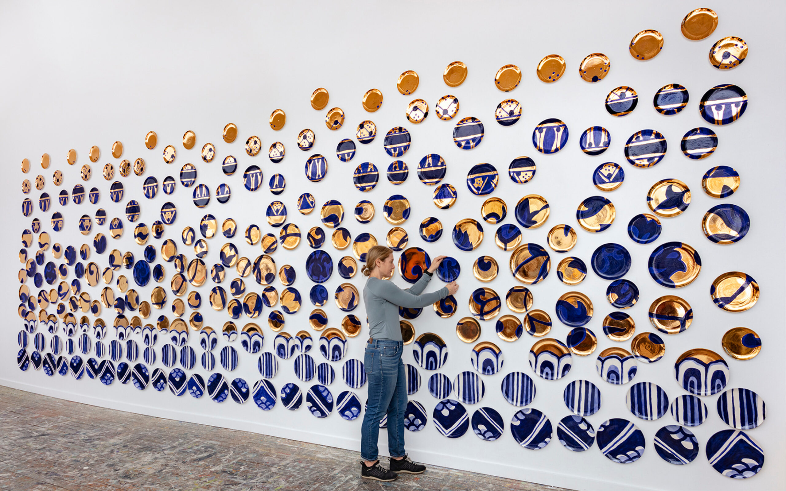 Molly Hatch (American, born 1978). Amalgam (work in progress), 2023. Ceramic, 220 in. x 324 in. Courtesy of the artist. Photo: John Polak.