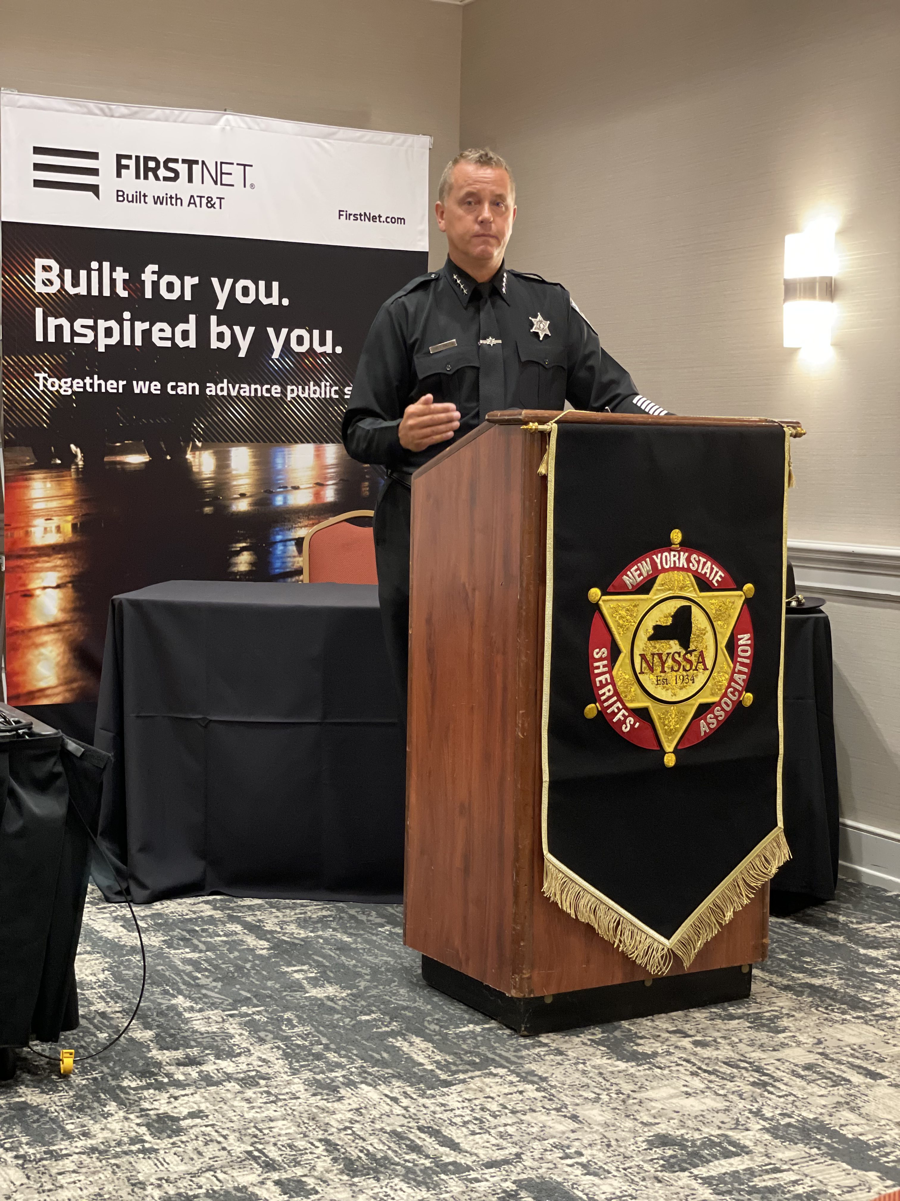 New York State Sheriffs' Association 2nd Vice President Albany County Sheriff Craig Apple speaks at a launch event for a new health and wellness program. (Photo provided)