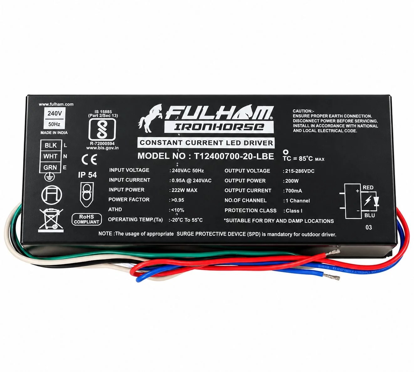 Fulham Ironhorse 200W Constant Current LED Driver