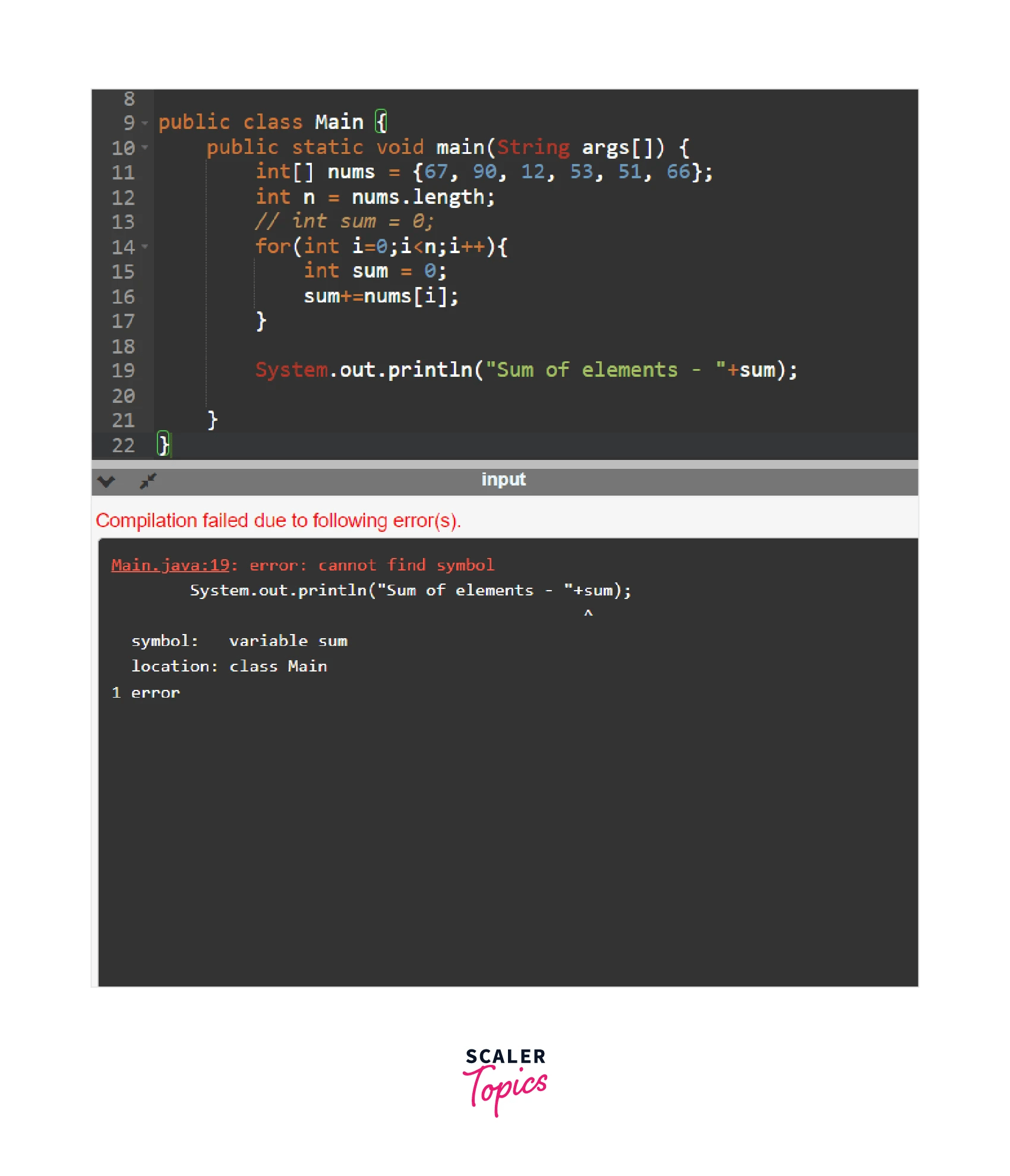 What is the cannot find symbol java error?