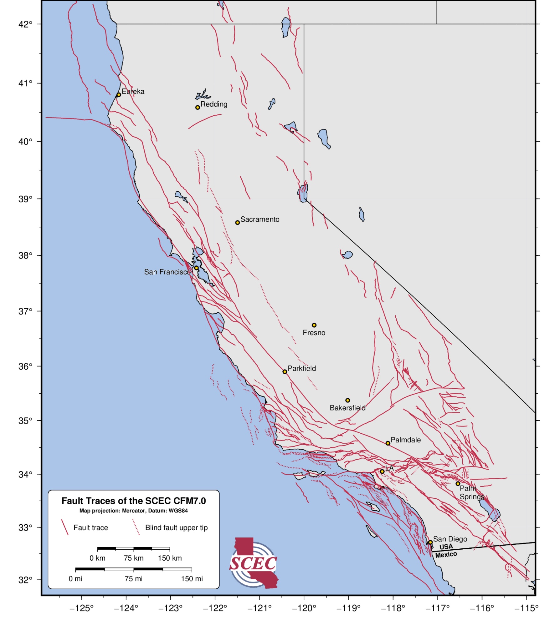 Community Fault Model Background Statewide California Earthquake Center Cfm No Topography 