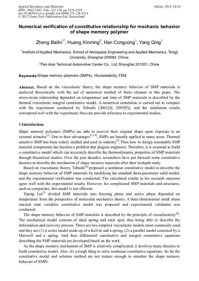 Numerical Verification Of Constitutive Relationship For