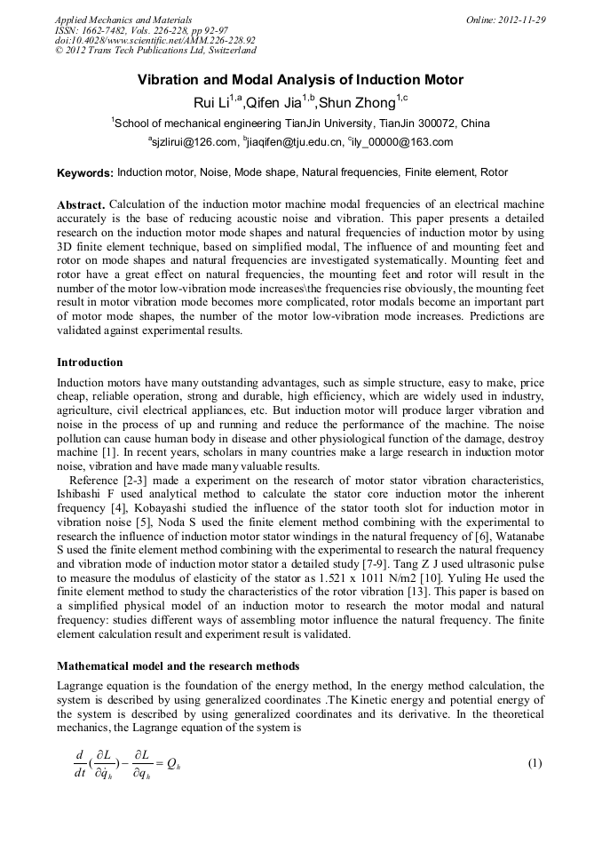Vibration And Modal Analysis Of Induction Motor