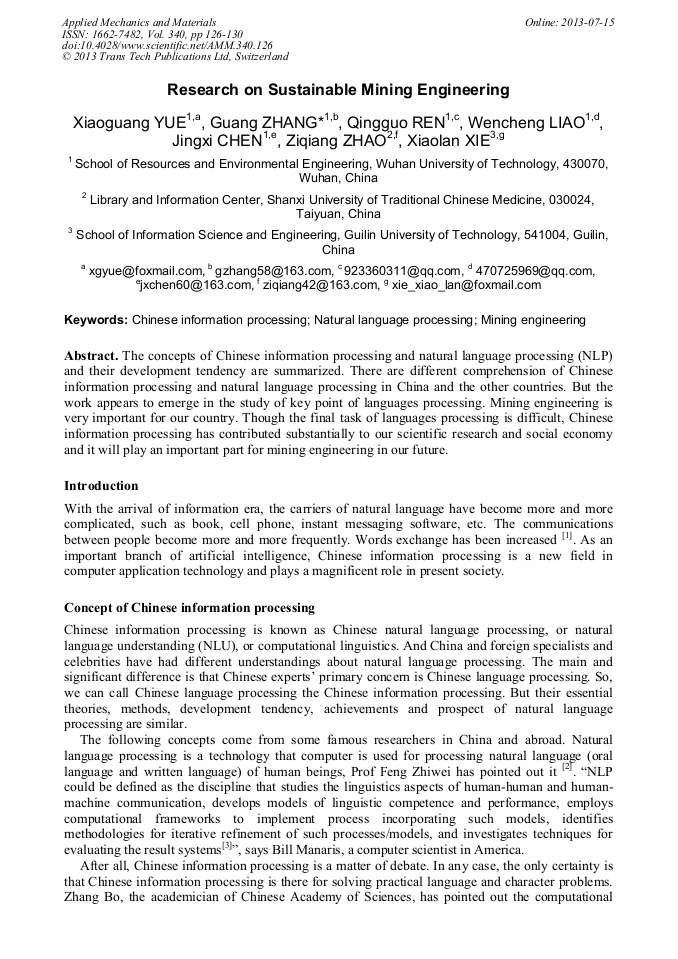Research On Sustainable Mining Engineering