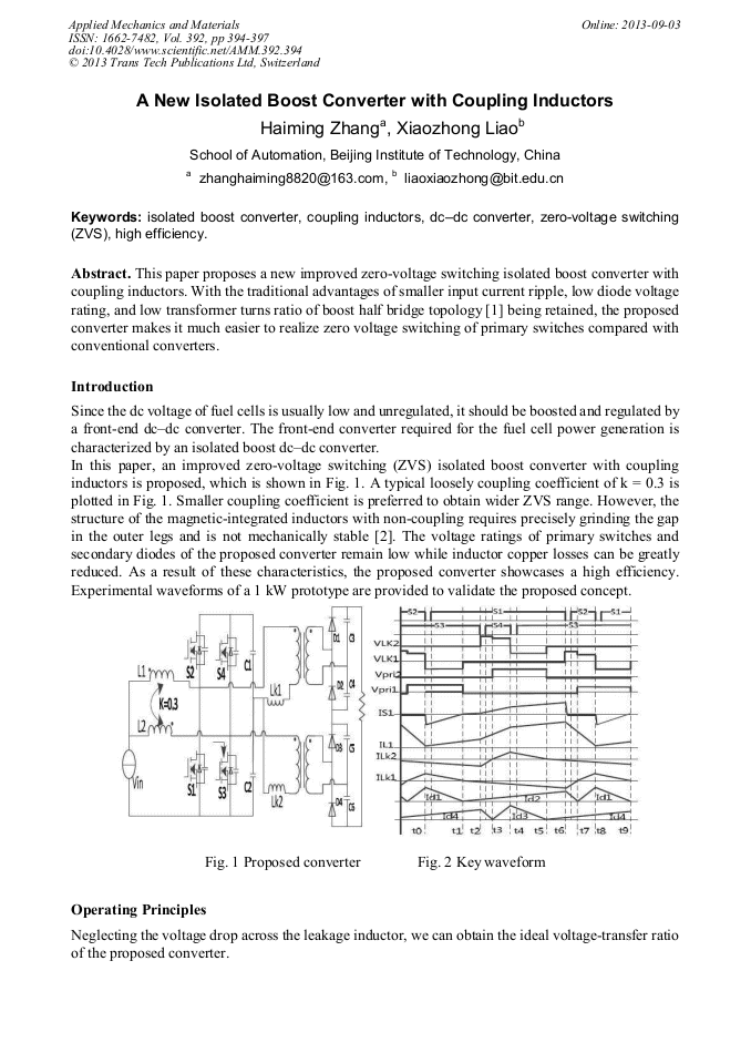 A New Isolated Boost Converter With Coupling Inductors
