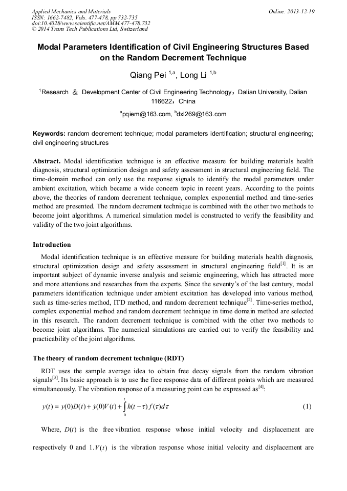 Modal Parameters Identification Of Civil Engineering Structures