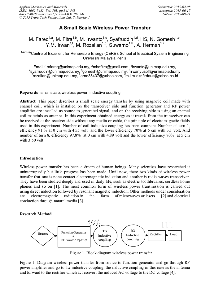A Small Scale Wireless Power Transfer A Small Scale Wireless Power Transfer