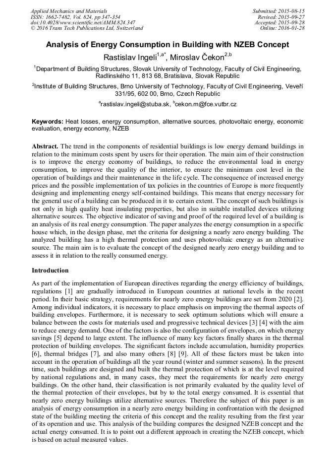 Analysis Of Energy Consumption In Building With Nzeb Concept