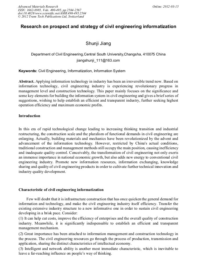 Research On Prospect And Strategy Of Civil Engineering