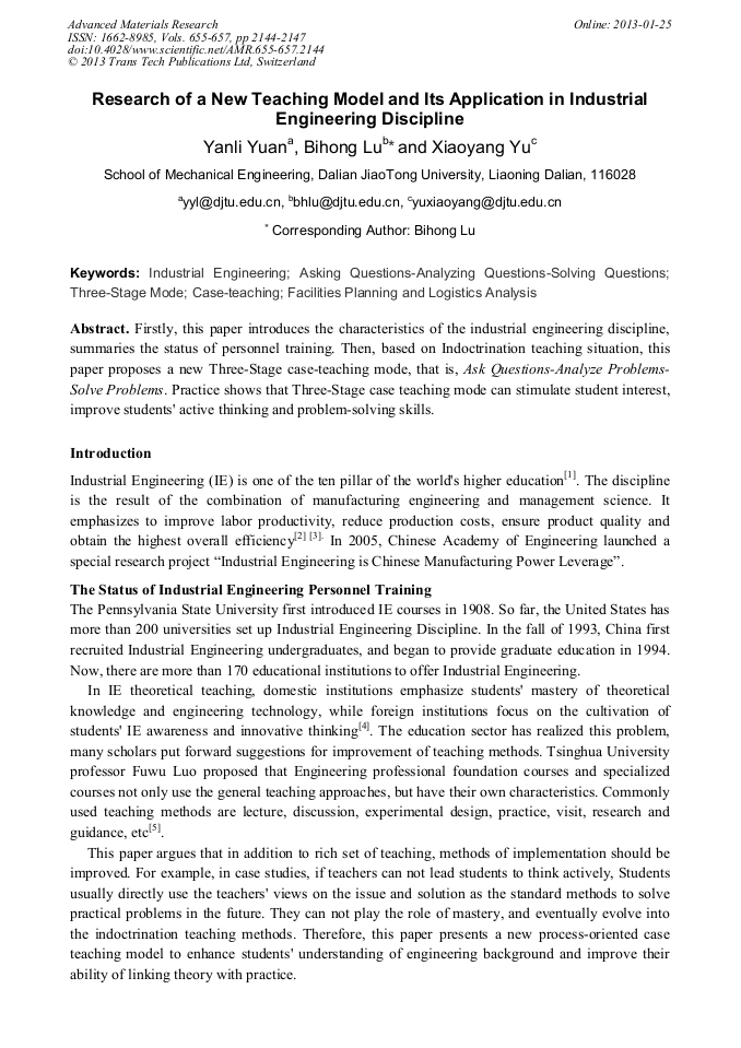 Research Of A New Teaching Model And Its Application In