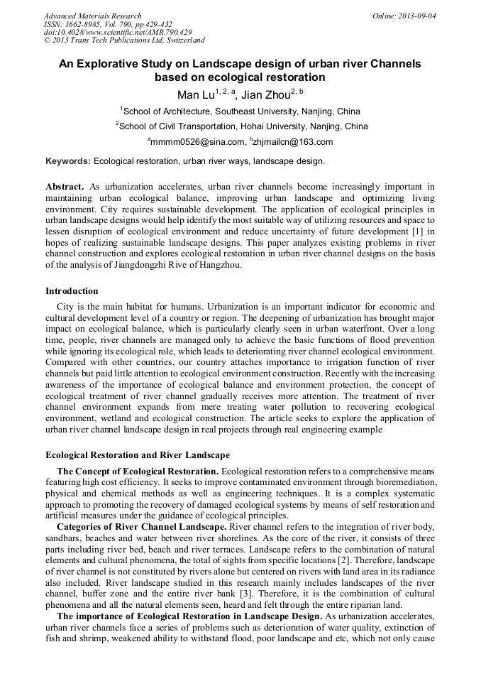 Outdoor oasis landscape design 04:13 after 16 years of dirt and con. An Explorative Study On Landscape Design Of Urban River Channels Based On Ecological Restoration Scientific Net